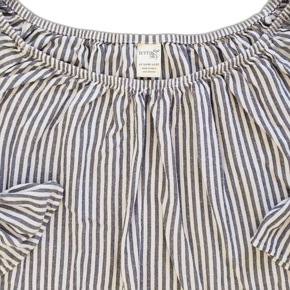 Terra & Sky Blue and White Striped Blouse - Picture 3 of 6